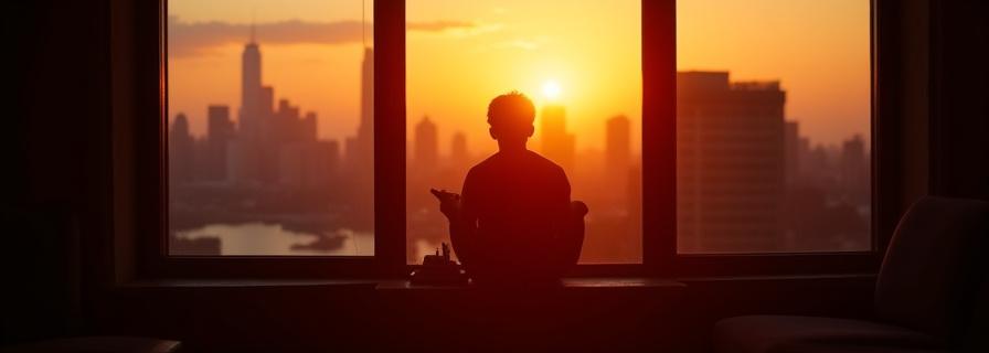 Student writing poetry in a sunlit loft