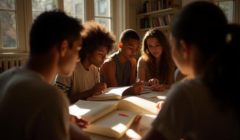 Students in a creative writing workshop circle