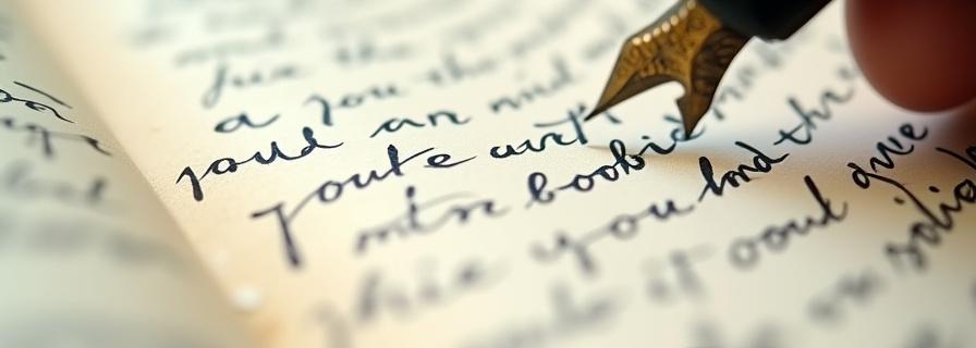 Close up of a handwritten literary manuscript